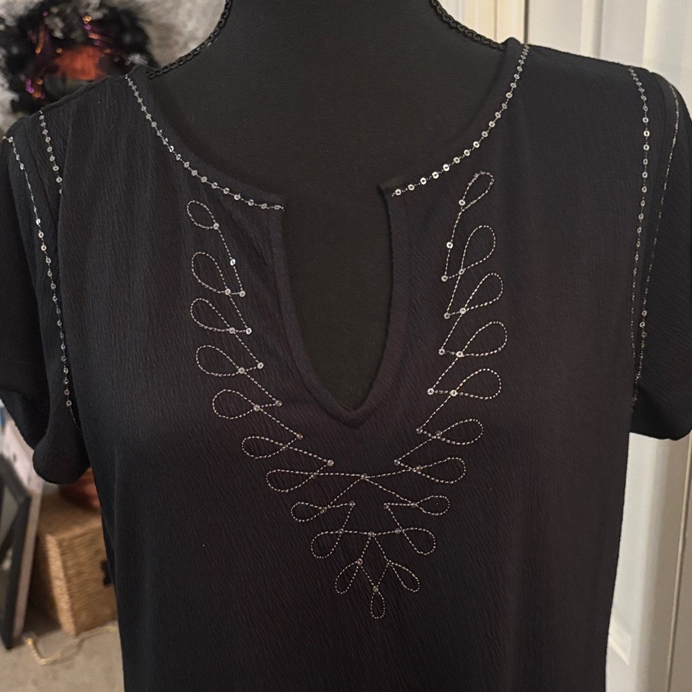 Haute Hippie Black Midi Dress with Embellishments - Picture 3 of 9